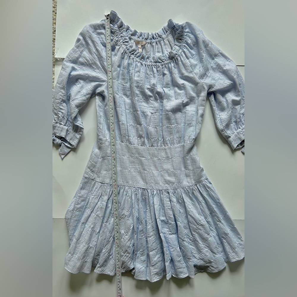 Rebecca Taylor Striped Mini Dress white blue size 6 - Picture 9 of 11